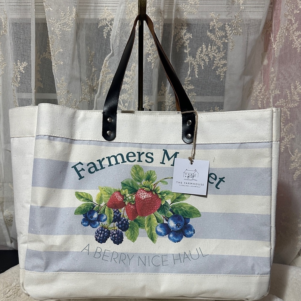 The Farmhouse Rachel Ashwell large canvas berry tote bag